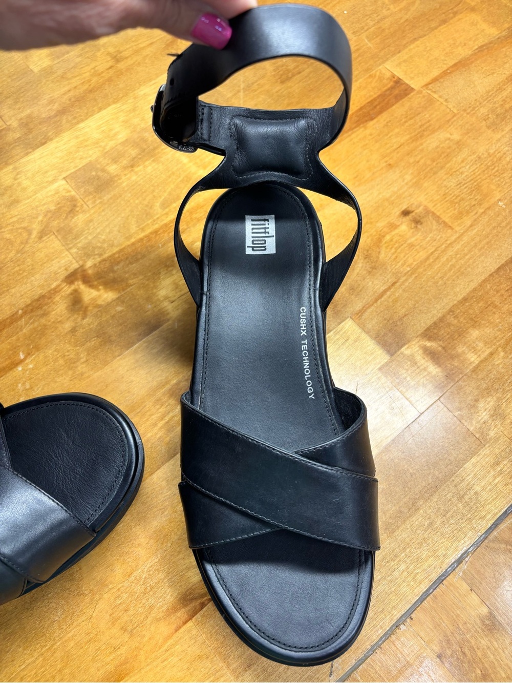 Fitflop Black Platform Ankle-Strap Sandals - Picture 5 of 9